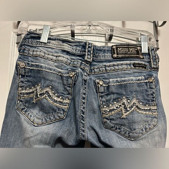 Miss Me distressed Denim Jeans women’s 26 bootcut light blue embellished bling - Picture 11 of 16
